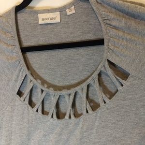 Avenue Tops - Cage neckline Tee Avenue Tops - Cage neckline Tee